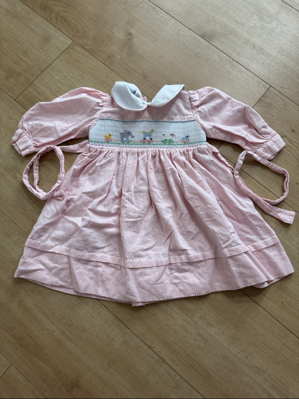 nOir Jewelry Pink Gingham Smocked Cotton Dress